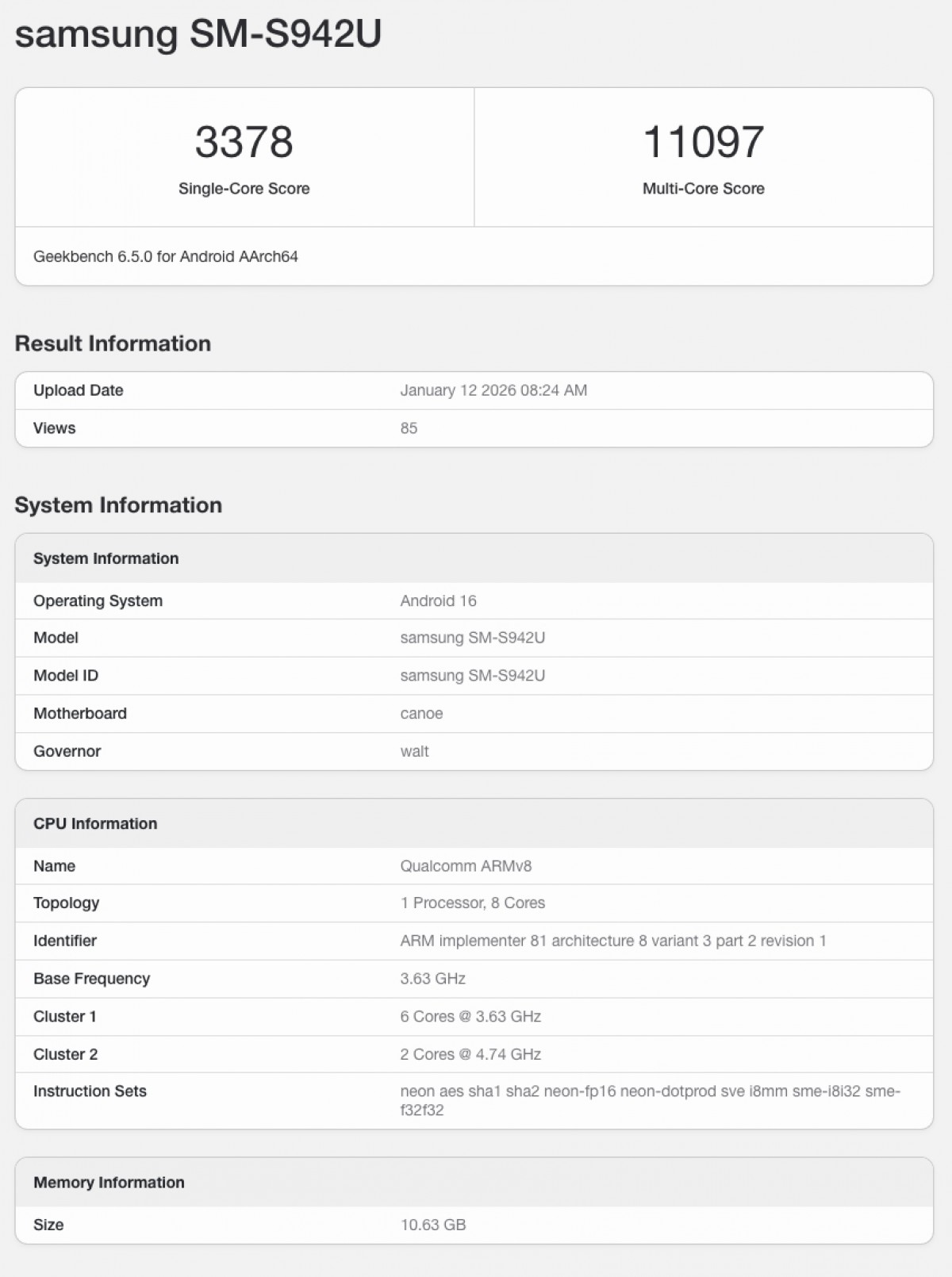 Samsung Galaxy S26 Ultra i S26 na benchmarku
